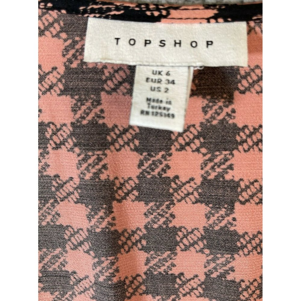 Topshop Women's Wrap Plunge V Neck Checkered Print Midi Dress Size 2 Small - Picture 6 of 11